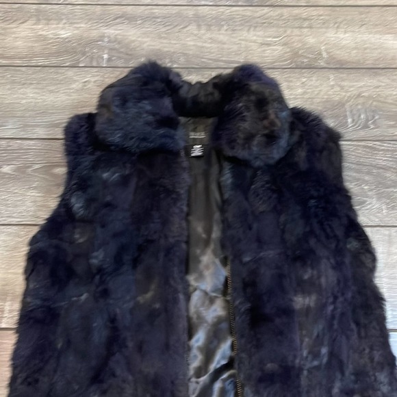 Saks Fifth Avenue Black Label 100% Rabbit Fur Zip Up Vest Women’s Size S/M - Picture 4 of 8